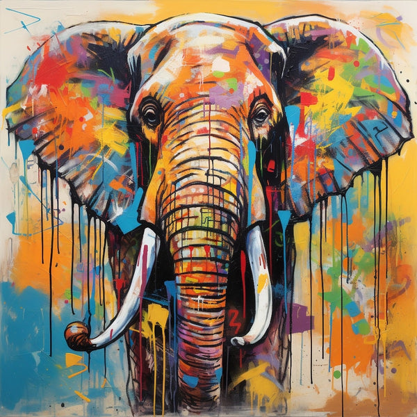 Tableau Éléphant Contemporain Pop, art mural décoration nature
