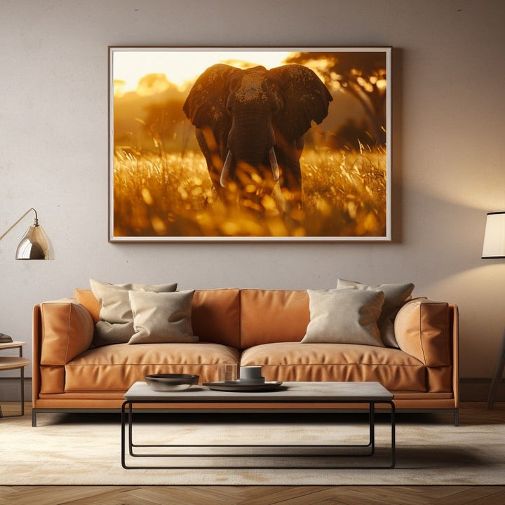 Tableau Éléphant à Contre-Jour, art mural décoration nature