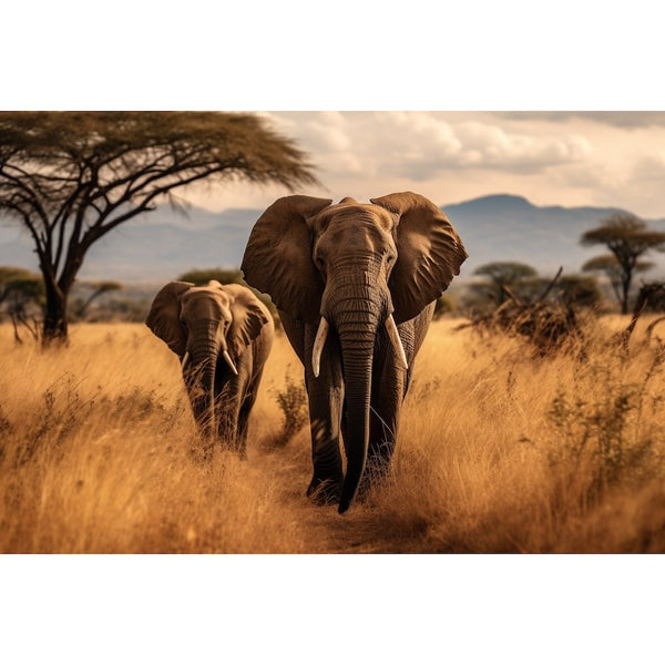 Tableau Savane Éléphant, art mural décoration nature