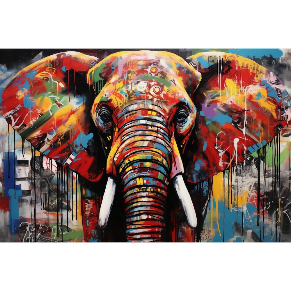 Tableau Street Art Éléphant, art mural décoration nature