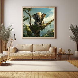 Tableau Éléphant sur Branche, art mural décoration nature