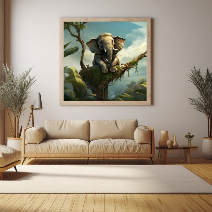 Tableau Éléphant sur Branche, art mural décoration nature