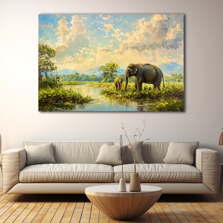 Tableau Éléphant Thaïlande, art mural décoration nature