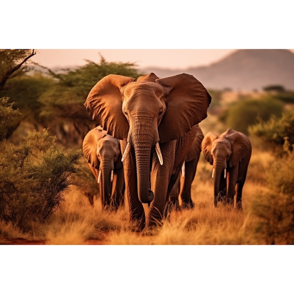 Tableau Éléphants D'Afrique, art mural décoration nature
