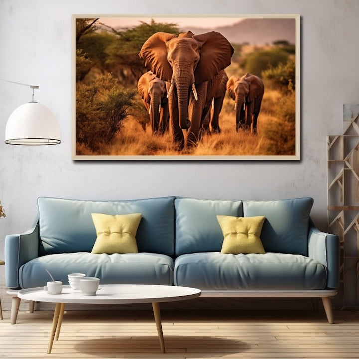 Tableau Éléphants D'Afrique, art mural décoration nature