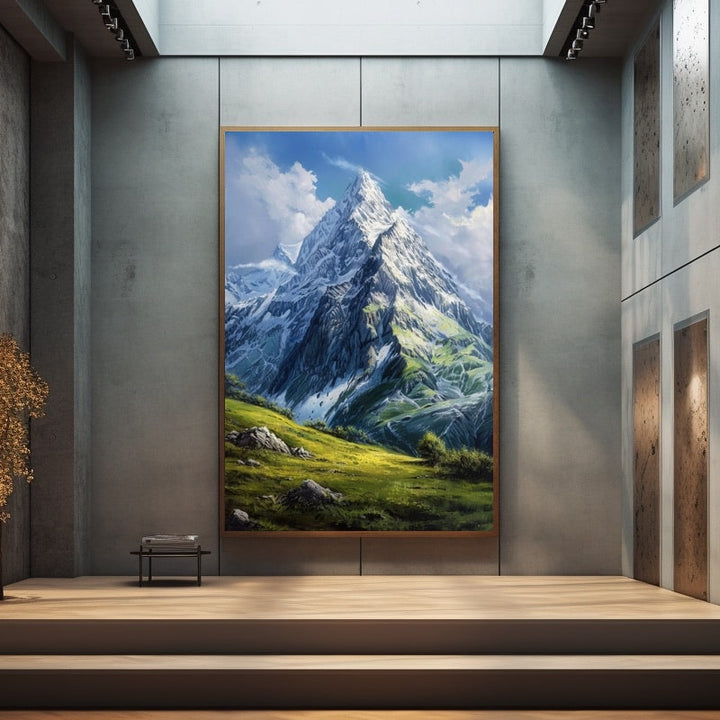 Tableau Montagne et Prairie Alpine, art mural décoration nature