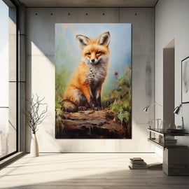 Tableau en Peinture à l'Huile de Renard, art mural décoration nature