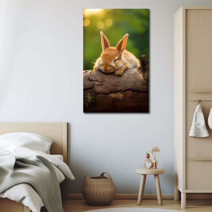 Tableau Enfant Animal Lapin, art mural décoration nature