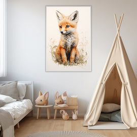 Tableau Enfant Animal Renard, art mural décoration nature