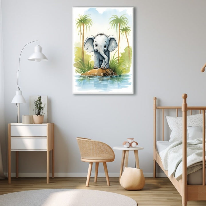 Tableau Enfant Éléphant, art mural décoration nature