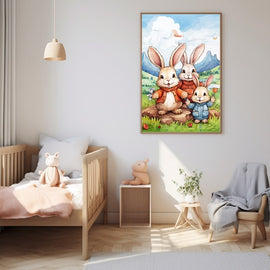 Tableau Enfant Lapin, art mural décoration nature