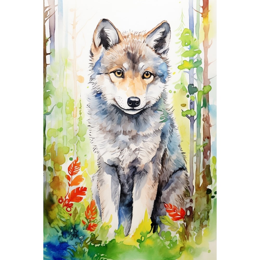 Tableau Loup Enfant, art mural décoration nature