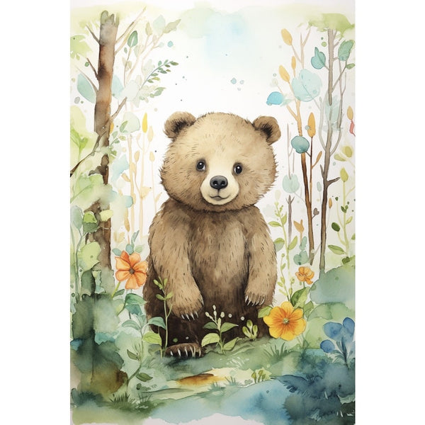 Tableau Ours Enfant 40x50, art mural décoration nature