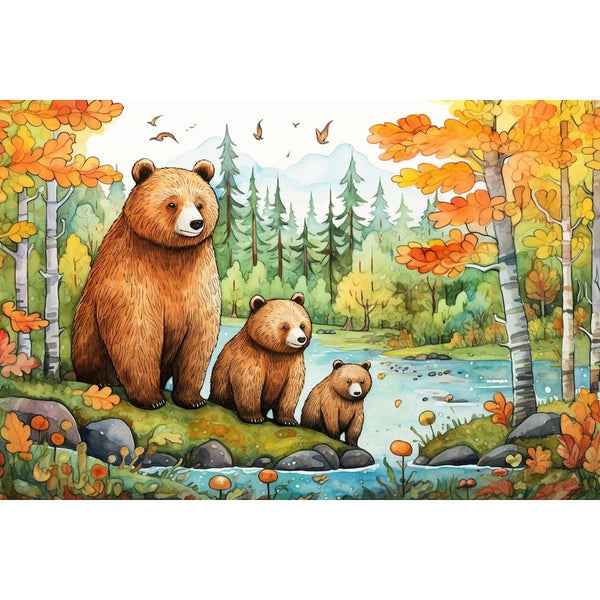 Tableau Enfant Animal Ours, art mural décoration nature