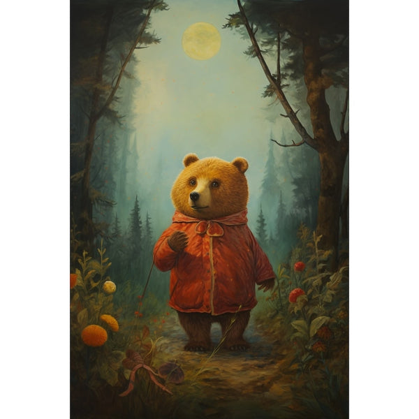 Tableau pour Enfant Ours Forêt Couleurs, art mural décoration nature