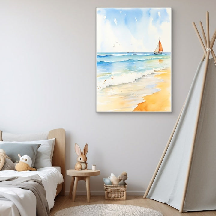 Tableau Enfant Plage, art mural décoration nature