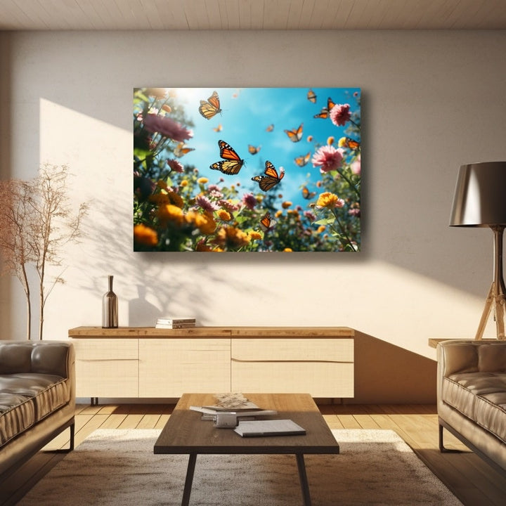 Tableau Envolée de Papillon, art mural décoration nature