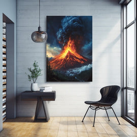 Tableau Éruption Volcanique, art mural décoration nature