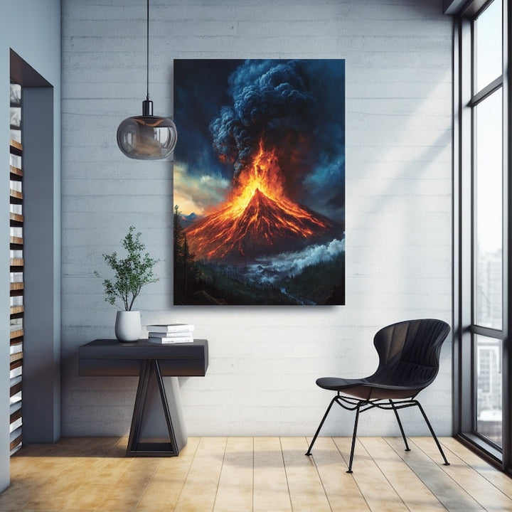 Tableau Éruption Volcanique, art mural décoration nature