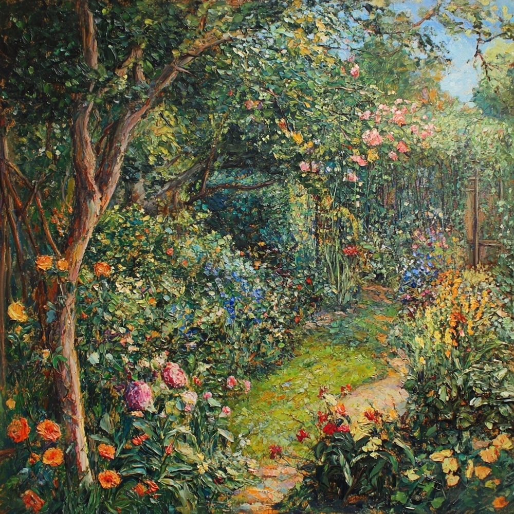 Tableau Jardin aux Roses Grimpantes, art mural décoration nature