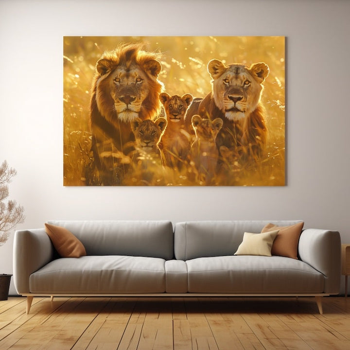Tableau Famille Lion, art mural décoration nature