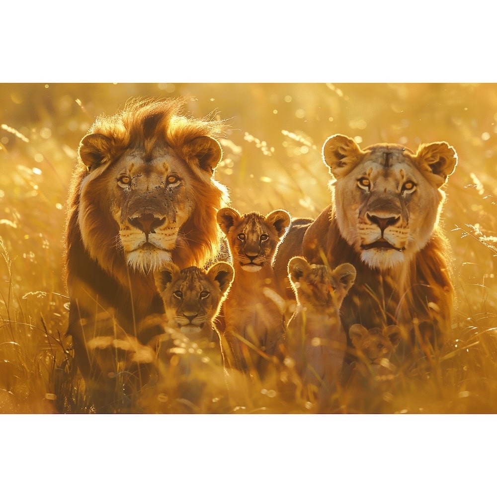Tableau Famille Lion, art mural décoration nature