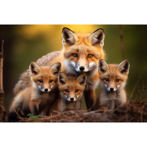 Tableau Famille Renard, art mural décoration nature