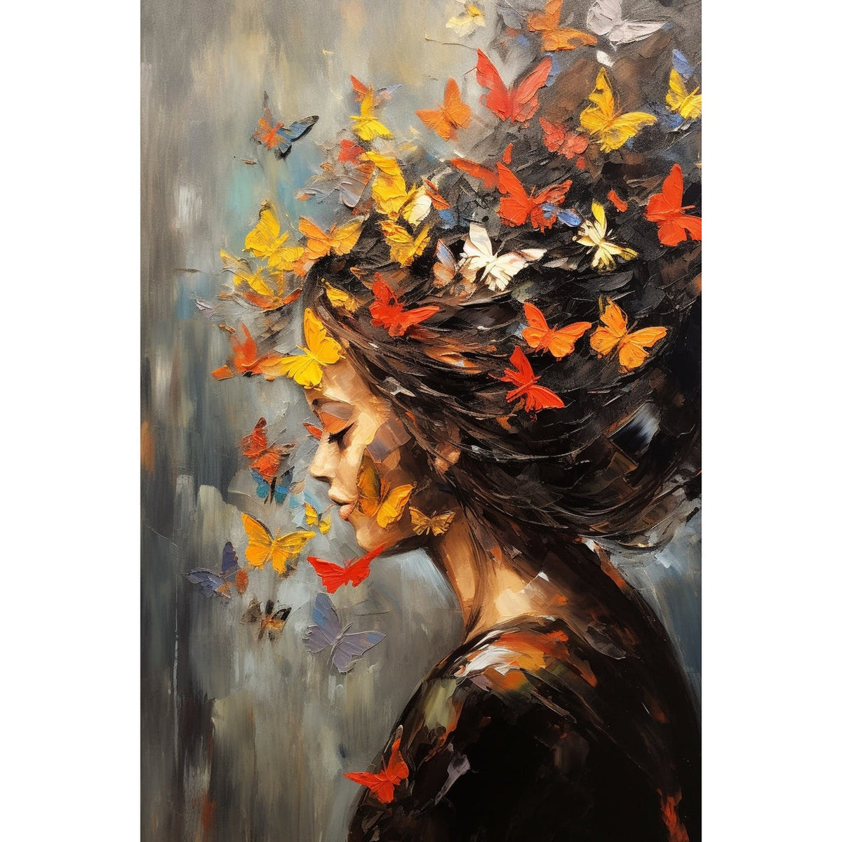 Tableau Femme Papillon, art mural décoration nature