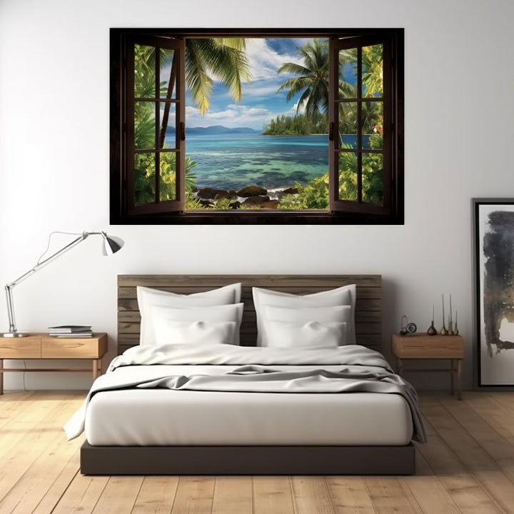 Tableau Fenêtre Ouverte sur la Mer, art mural décoration nature