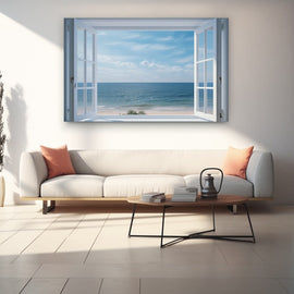 Tableau Fenêtre Ouverte Vue Mer, art mural décoration nature