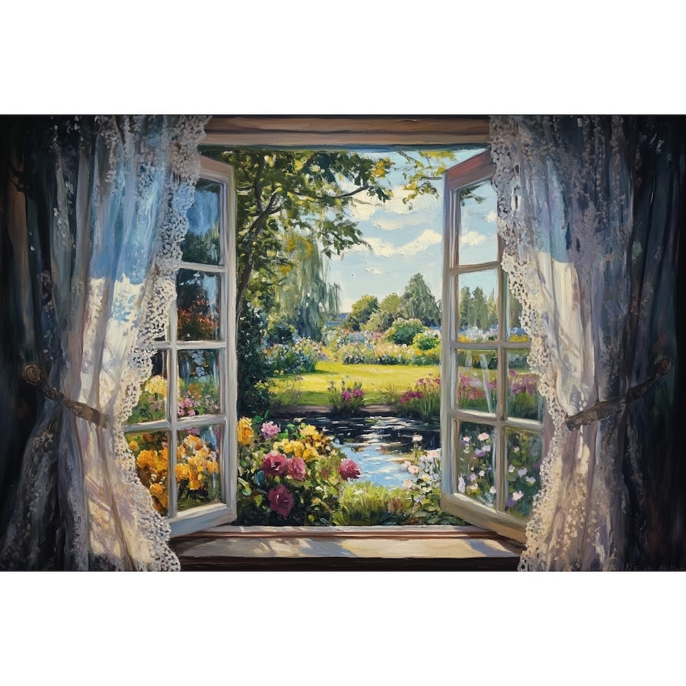 Tableau Fenêtre Ouverte sur Jardin, art mural décoration nature
