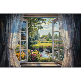 Tableau Fenêtre Ouverte sur Jardin, art mural décoration nature