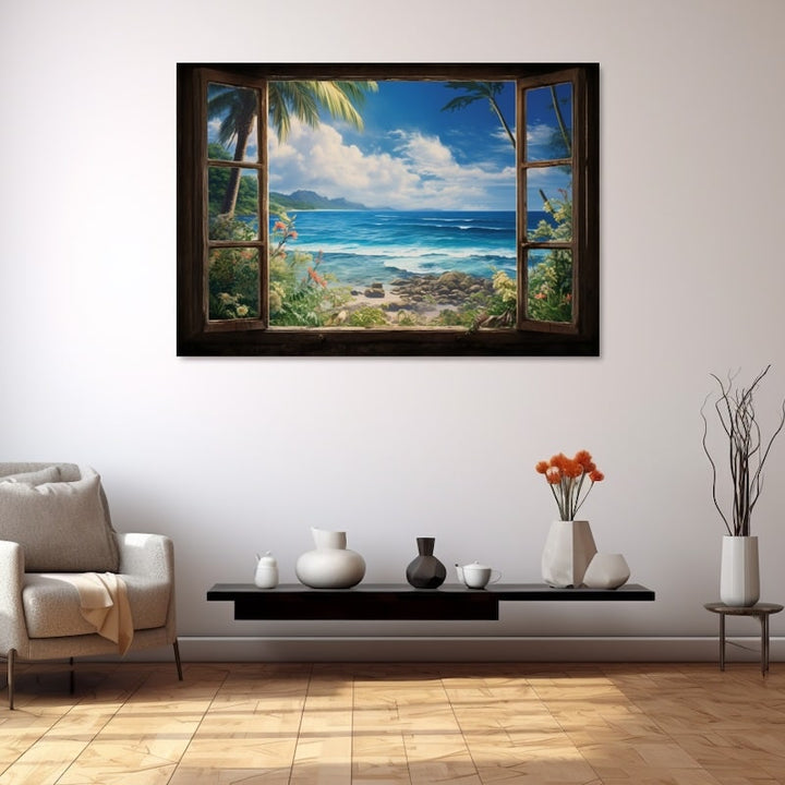 Tableau Fenêtre sur Mer, art mural décoration nature