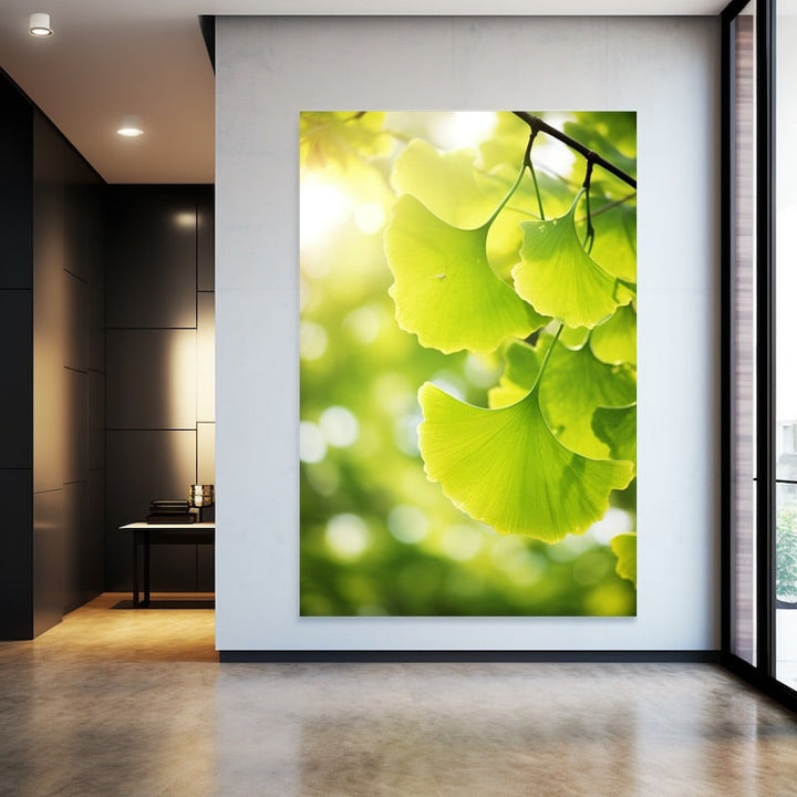 Tableau Feuille de Ginkgo, art mural décoration nature