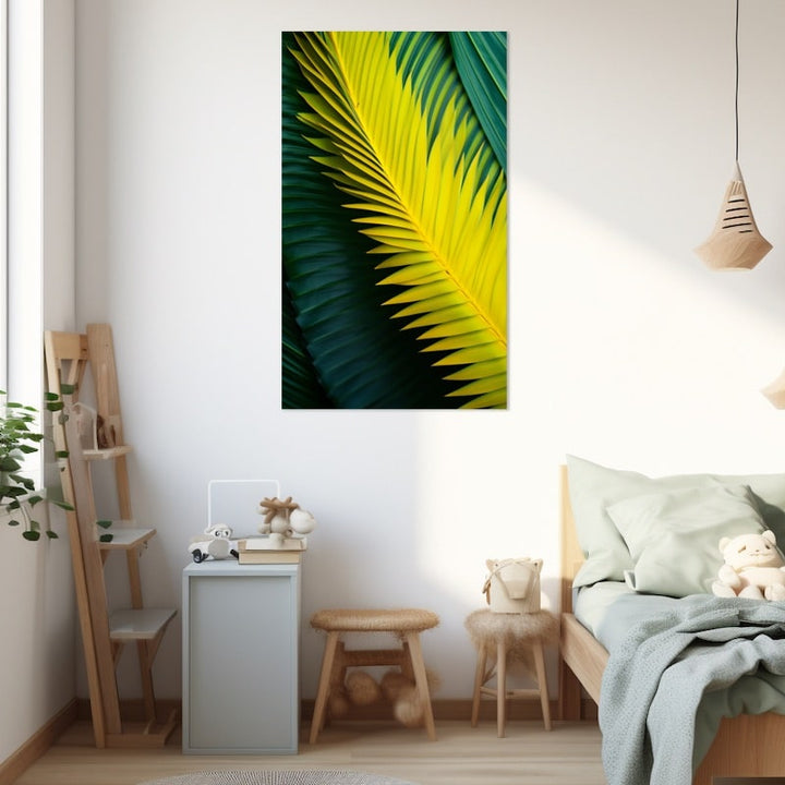Tableau Feuille de Palmier Jaune, art mural décoration nature