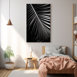 Tableau Feuille de Palmier Noir et Blanc, art mural décoration nature