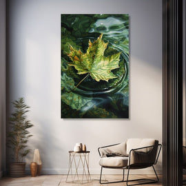 Tableau Feuille d'Érable sur l'Eau, art mural décoration nature