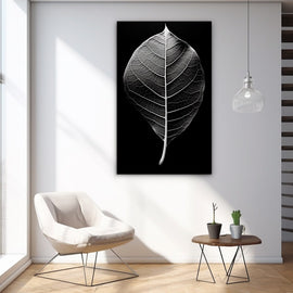 Tableau Feuille Noir et Blanc, art mural décoration nature
