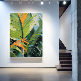 Tableau Feuille Palmier 3D, art mural décoration nature