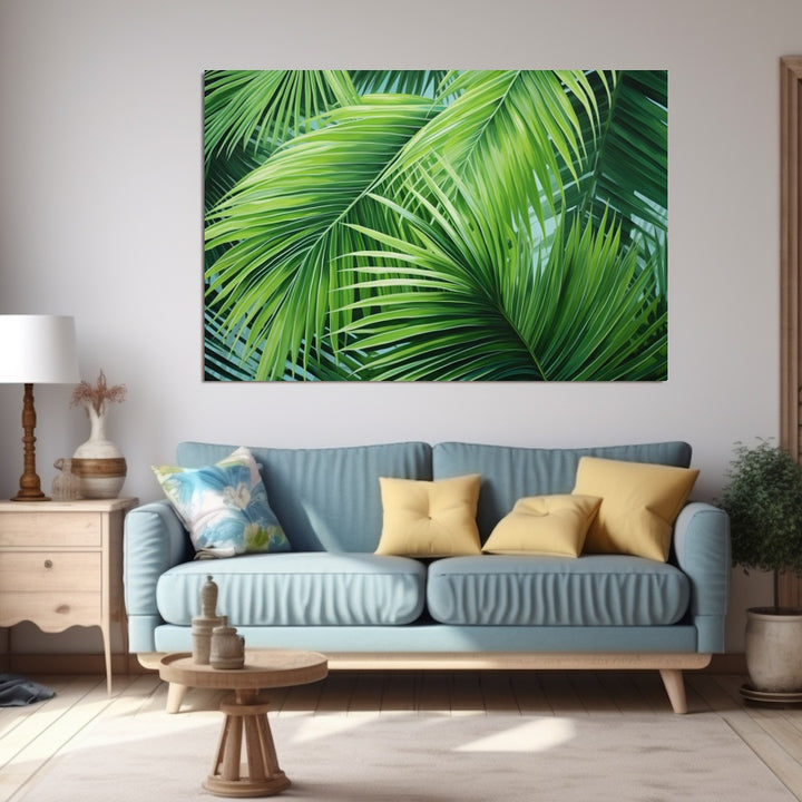 Tableau Palme Verte des Tropiques, art mural décoration nature