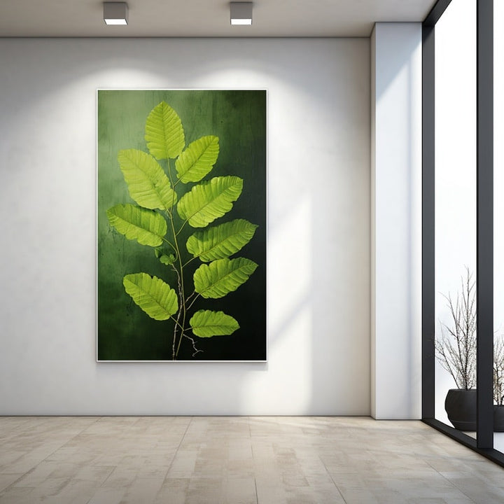 Tableau Rameau de Feuilles Vertes, art mural décoration nature