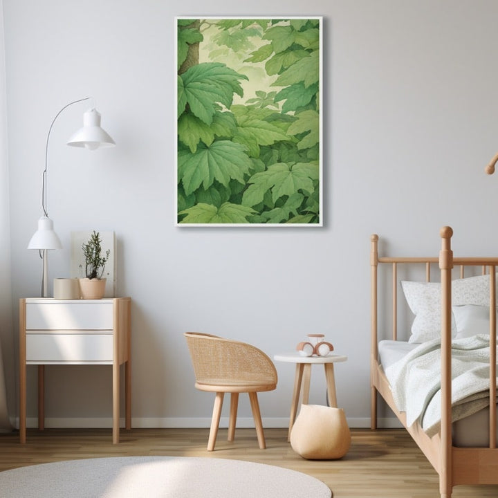 Tableau Feuille Verte Nordique, art mural décoration nature