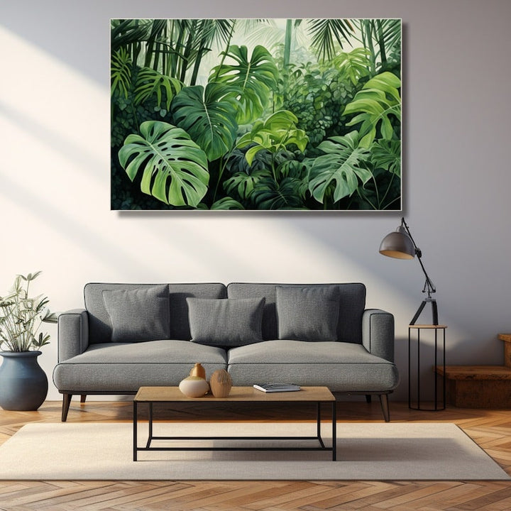 Tableau Feuilles Jungle Aquarelle, art mural décoration nature