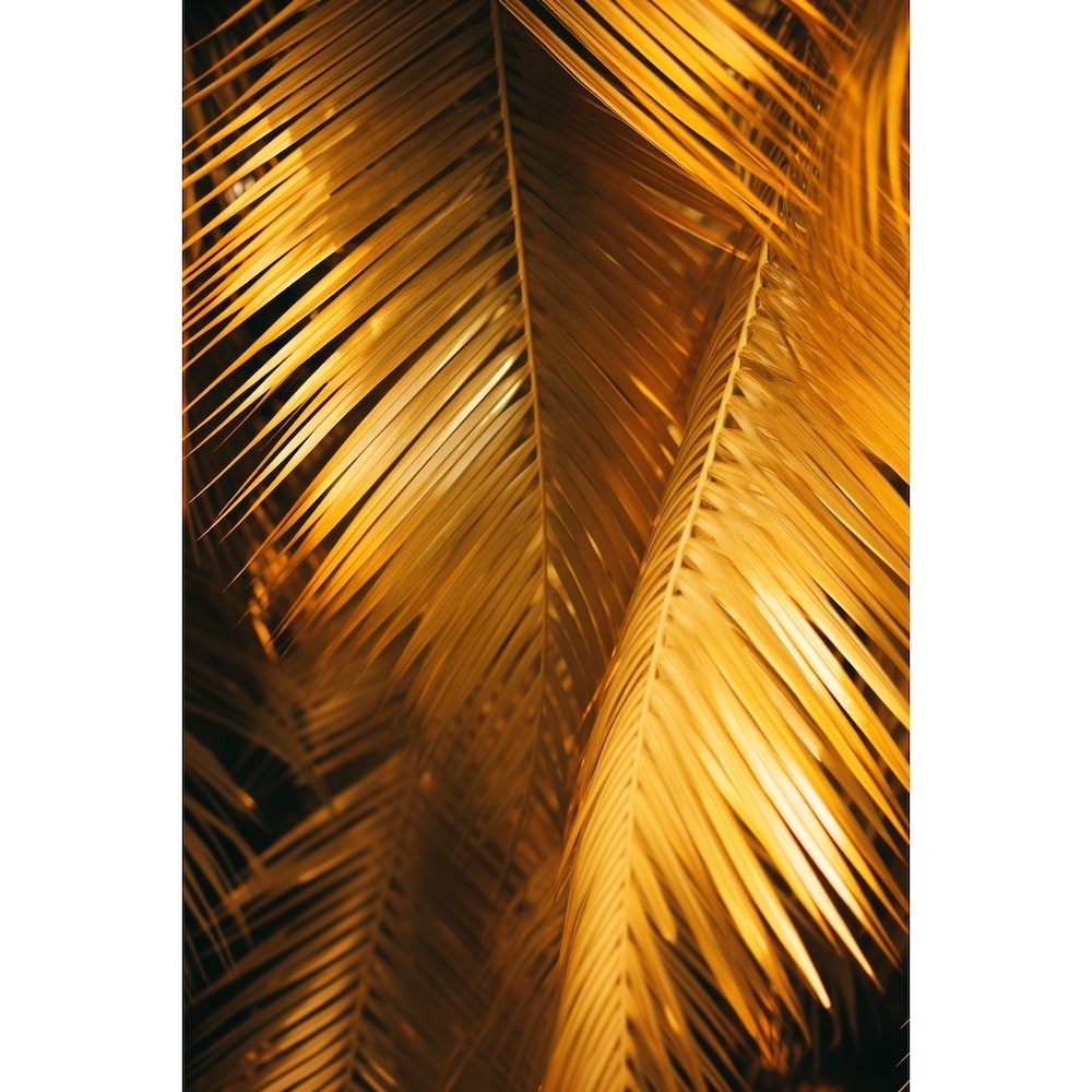 Tableau avec Feuilles Palmier Or, art mural décoration nature