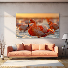 Tableau Flamant Rose, art mural décoration nature
