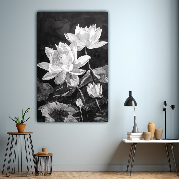 Tableau Fleur Noir Et Blanc