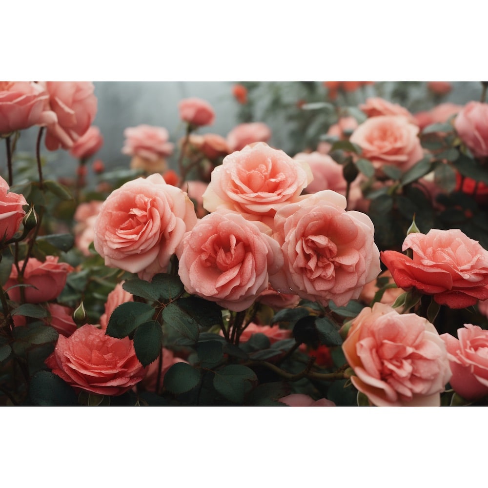 Tableau de Fleurs Roses Et Gris