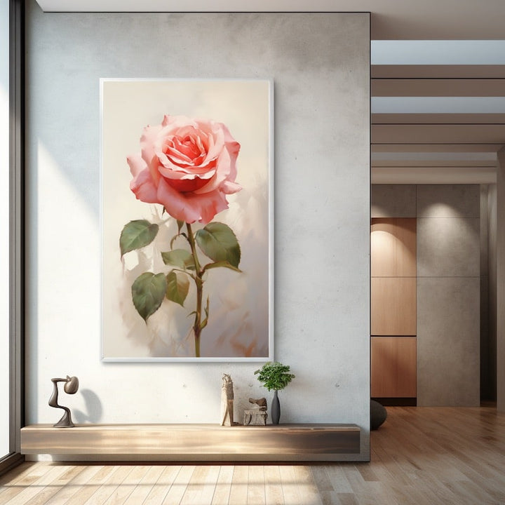 Tableau Fleur Rose Pale, art mural décoration nature