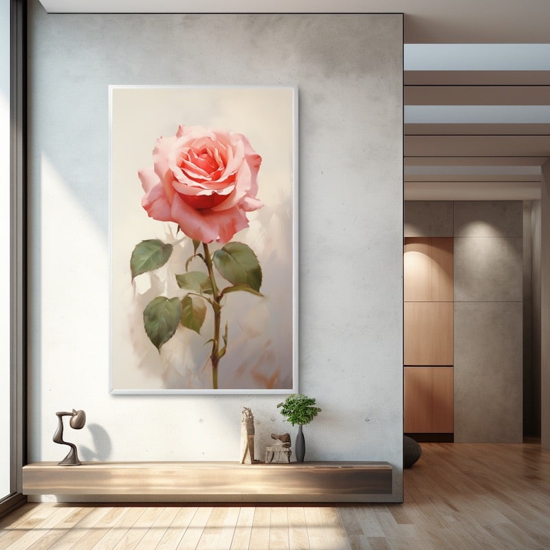 Tableau Fleur Rose Pale