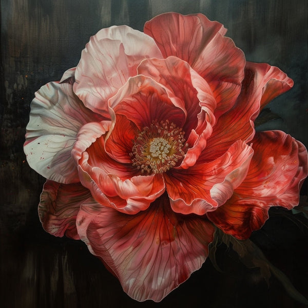 Tableau Fleur Rouge Et Grise